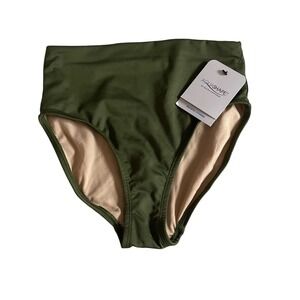 Aquashape by Dolfin Olive Green High Waisted Swim Bottoms Tummy Control XS NEW